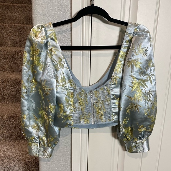 Sau Lee Jodie Blouse in Silver blue - Picture 3 of 12